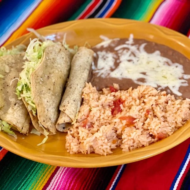 E. Two Rolled One Folded Taco Dinner.